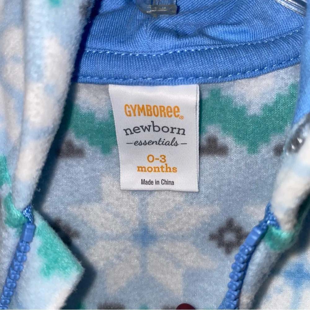 GYMBOREE NEWBORN SOFT FLEECE HOODED ONE PIECE FOOTLESS SLEEPWEAR
